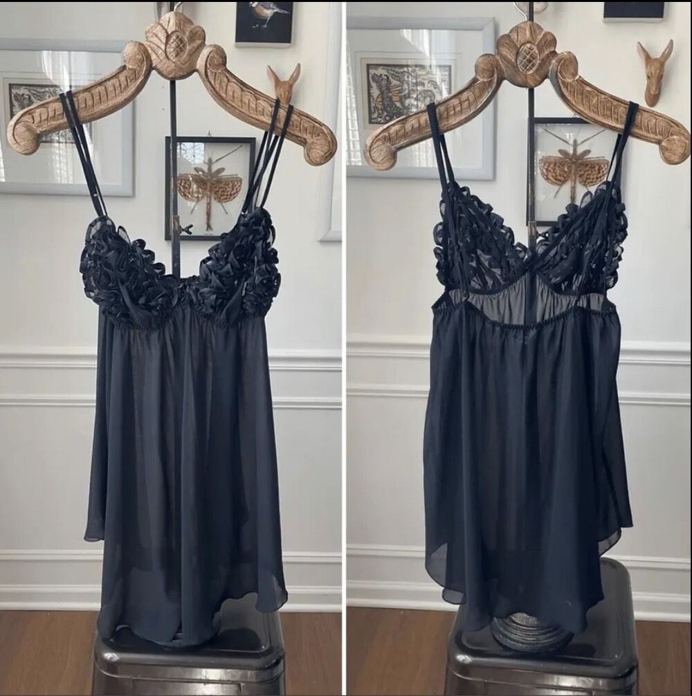 Victoria’s Secret Black Teddy Neglige Lingerie L